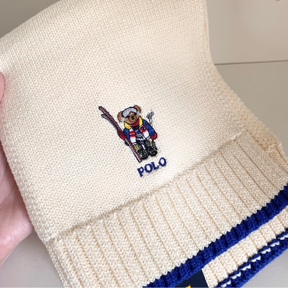 Hold Ralph Lauren polo bear embroidered scarf 100% cotton